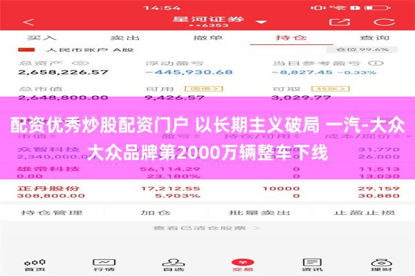 配资优秀炒股配资门户 以长期主义破局 一汽-大众大众品牌第2000万辆整车下线