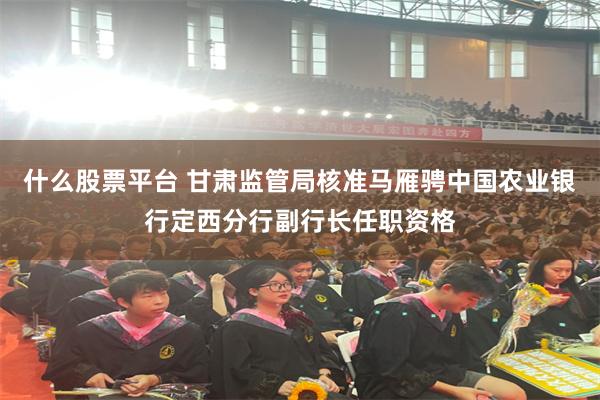 什么股票平台 甘肃监管局核准马雁骋中国农业银行定西分行副行长任职资格