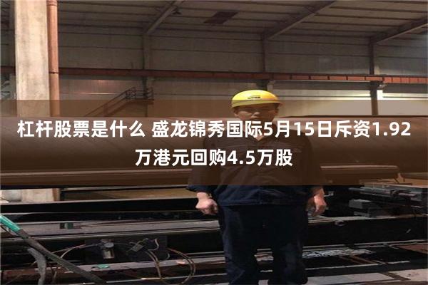 杠杆股票是什么 盛龙锦秀国际5月15日斥资1.92万港元回购4.5万股