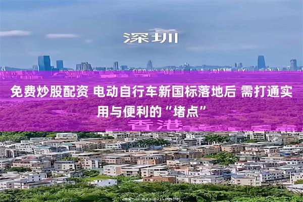 免费炒股配资 电动自行车新国标落地后 需打通实用与便利的“堵点”